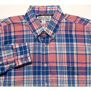 SOUTHERN POINT Co. Hadley Long Sleeve Button Shirt Pink Blue Plaid Large L